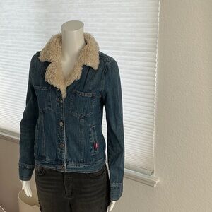 Hollister Blue Denim Jacket with Cream Fleece